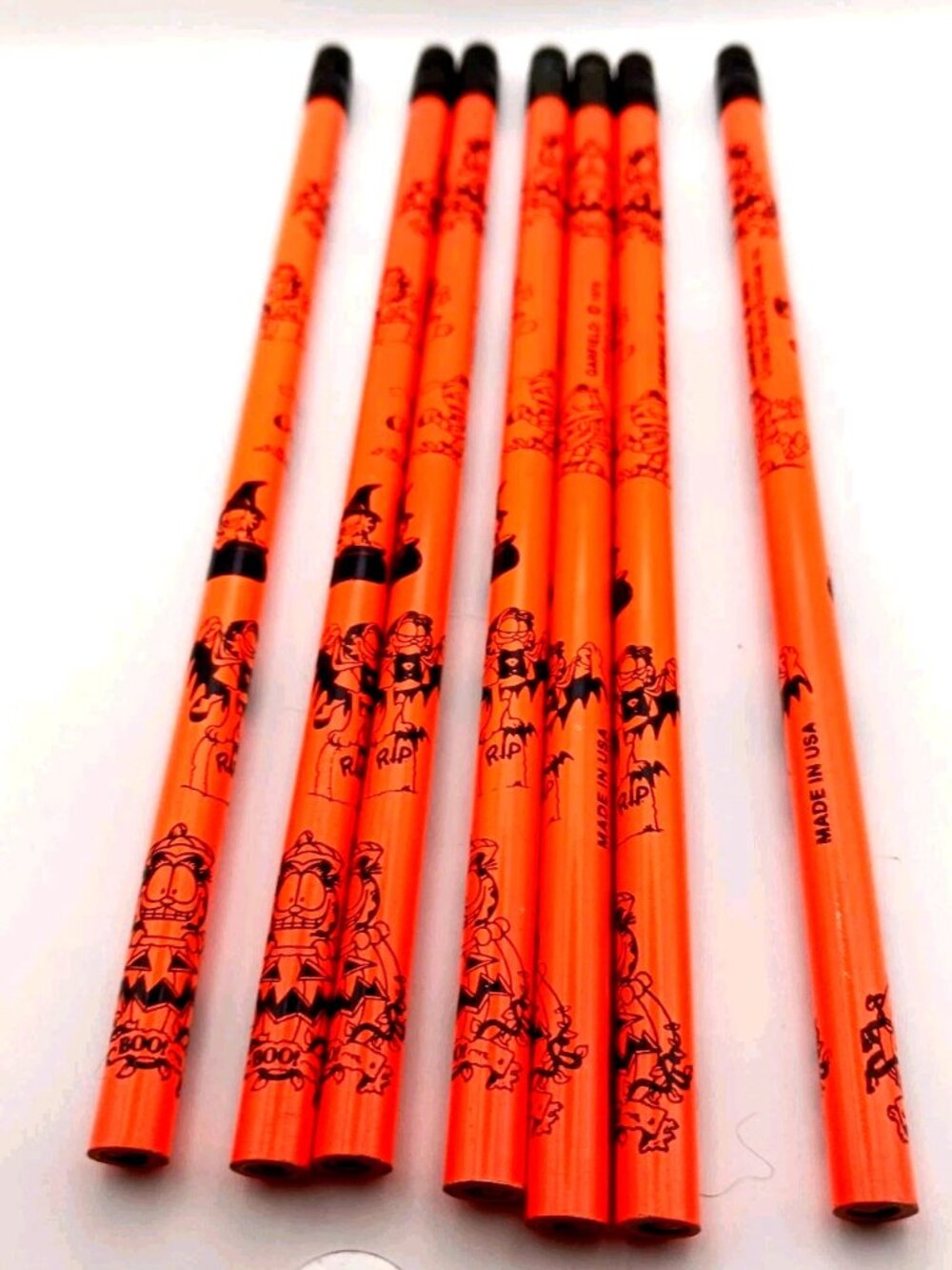Vintage 1978 Garfield Halloween Pencils Lot of SEVEN  New -Unused Made In USA